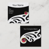 Carte De Visite Carré AILES ÉLÉGANTES RUBY GEM MONOGRAM Black White Pear (Devant / Derrière)