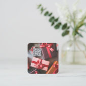 Carte De Visite Carré Ajouter le code QR de Noël photo (Debout devant)