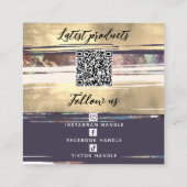 Carte De Visite Carré Ajouter le logo Social Media & QR Code Modern Opal (Dos)