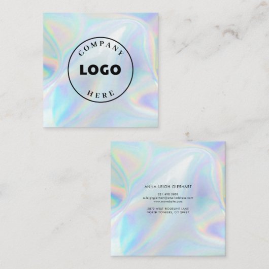 Carte De Visite Carré Ajouter Logo de l'entreprise Holographe Script mod (Devant / Derrière)