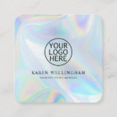 Carte De Visite Carré Ajouter Logo de l'entreprise Iridescente Modern (Devant)