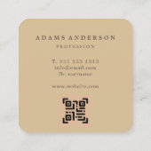 Carte De Visite Carré Ajouter logo et QR Code Gold Aquarelle Barbershop (Dos)