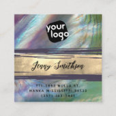 Carte De Visite Carré Ajouter Logo QR Code Social Media Gold Mère de Pea (Devant)