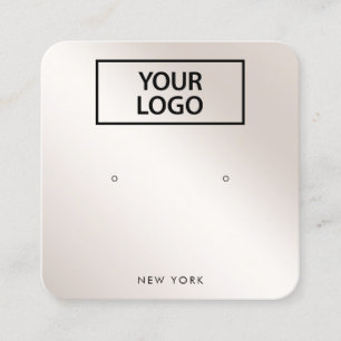 Carte De Visite Carré Ajouter Logo Script Champagne Gold Gradient Earrin