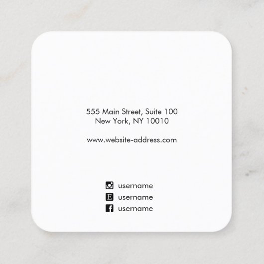 Carte De Visite Carré Ajouter Logo Script Champagne Gold Gradient Earrin (Dos)