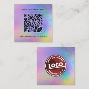 Carte De Visite Carré Ajouter Logo Site Web d'entreprise QR Code Hologra