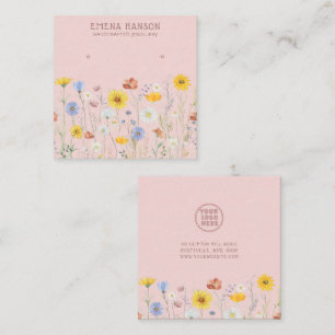 Carte De Visite Carré Ajouter Votre Logo, Boucles d'oreilles Fleur sauva