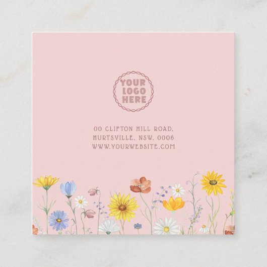 Carte De Visite Carré Ajouter Votre Logo, Boucles d'oreilles Fleur sauva (Dos)
