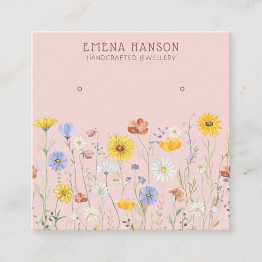 Carte De Visite Carré Ajouter Votre Logo, Boucles d'oreilles Fleur sauva (Devant)