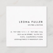 Carte De Visite Carré Ajouter votre logo | Noir moderne, blanc et Fuchsi (Devant)