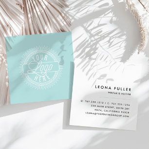 Carte De Visite Carré Ajouter votre logo   Noir moderne, blanc et mer