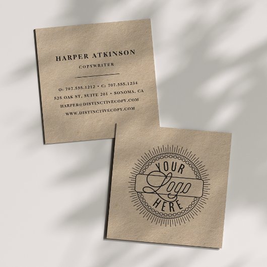 Carte De Visite Carré Ajouter votre logo | Rustic Kraft