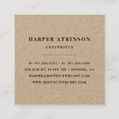 Carte De Visite Carré Ajouter votre logo | Rustic Kraft (Dos)