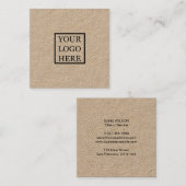 Carte De Visite Carré Ajouter Votre Logo Simple Rustique (Devant / Derrière)