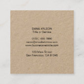Carte De Visite Carré Ajouter Votre Logo Simple Rustique (Dos)