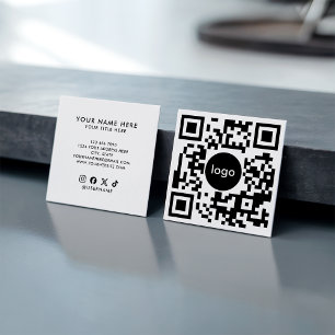Carte De Visite Carré Ajoutez Votre Logo de Code QR Personnalisé Profess
