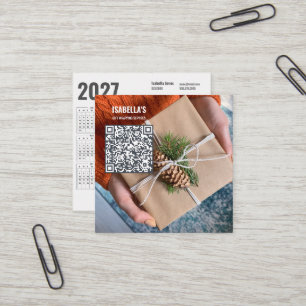 Carte De Visite Carré Ajoutez votre photo, code QR personnalisé Calendri