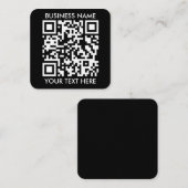 Carte De Visite Carré Ajoutez votre propre code QR texte Scan Minimal Si (Devant / Derrière)
