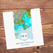 Alcohol Ink Glitter Graphic Artist Studio Monogram
