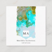 Carte De Visite Carré Alcohol Ink Glitter Graphic Artist Studio Monogram (Devant)