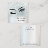 Carte De Visite Carré Allant brillant argent lashes oeil maquillage (Devant / Derrière)