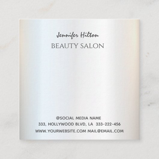 Carte De Visite Carré Allant brillant argent lashes oeil maquillage (Dos)