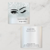 Carte De Visite Carré Allant brillant argent lashes oeil maquillage (Devant / Derrière)