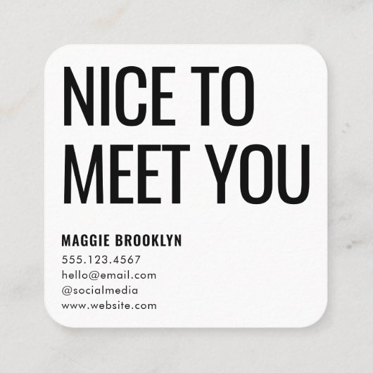 Carte De Visite Carré Allo minimal | Modern Clean Nom simple (Dos)