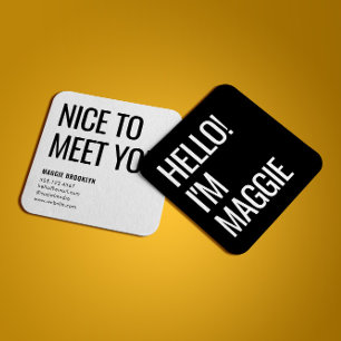 Carte De Visite Carré Allo minimal Moderne Clean Nom simple Noir