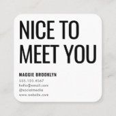 Carte De Visite Carré Allo minimal | Moderne Clean Nom simple Noir (Dos)