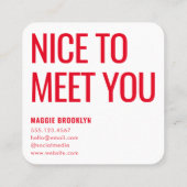 Carte De Visite Carré Allo minimal | Moderne Clean Nom simple Rouge Rose (Dos)