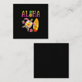 Carte De Visite Carré Aloha Cool Kawaii Turtle Surfboard Hawaiian Turtle (Devant / Derrière)