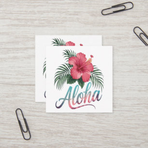 Carte De Visite Carré Aloha îles hawaïennes Hawaï Fleur d'Hibiscus
