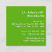 Carte De Visite Carré Alternative Médicale Caduceus Vert Feuilles Blanc (Dos)