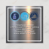 Carte De Visite Carré Aluminium métallique brossé | Icône Services de ne (Dos)