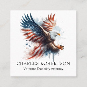 Carte De Visite Carré *~* Américain. Aigle à drapeau QR AP16