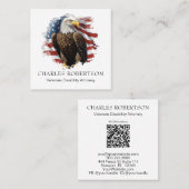 Carte De Visite Carré *~* American QR Flag Bald Eagle AP16 (Devant / Derrière)