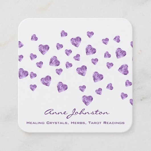 Carte de visite Carré Amethyst Hearts (Devant)