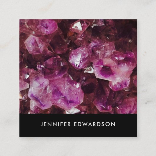 Carte De Visite Carré Améthyste mauve cristal professionnel (Devant)