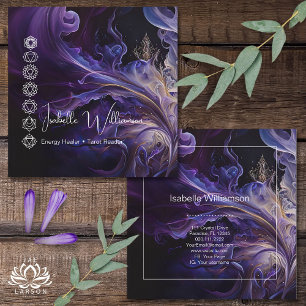 Carte De Visite Carré Améthyste Mystique Chakras Reiki Méditation Yoga