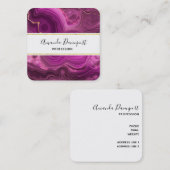 Carte De Visite Carré Améthyste Violet Et Agate Abstrait Or (Devant / Derrière)