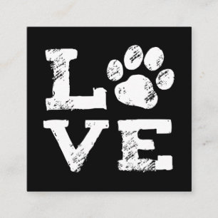 Carte De Visite Carré AMOUR avec l'empreinte de patte de chien - soin