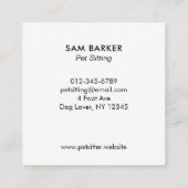 Carte De Visite Carré AMOUR avec l'empreinte de patte de chien - soin (Dos)