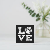 Carte De Visite Carré AMOUR avec l'empreinte de patte de chien - soin (Debout devant)