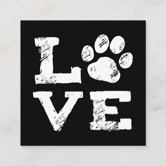 Carte De Visite Carré AMOUR avec l'empreinte de patte de chien - soin (Devant)