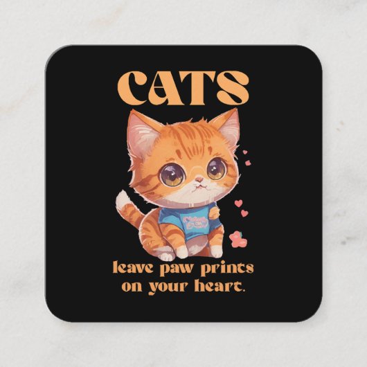 Carte De Visite Carré amour de chat mignon (Devant)