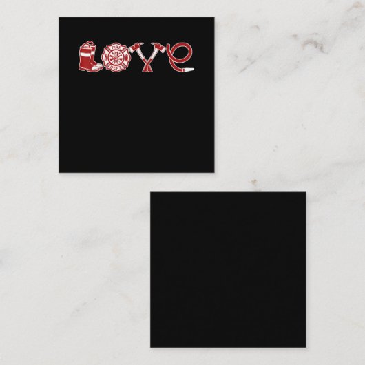 Carte De Visite Carré Amour Pompier Valentines Jour | Femme de pompier (Devant / Derrière)