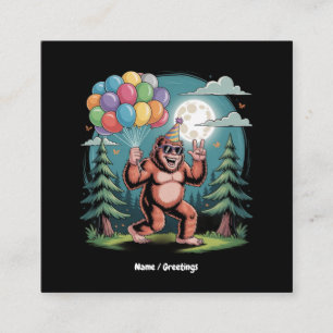 Carte De Visite Carré Amusant Bigfoot fête d'anniversaire Bash Balloons