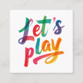 Carte De Visite Carré Amusant Orange Playdate Appel Aquarelle Script Pho (Devant)