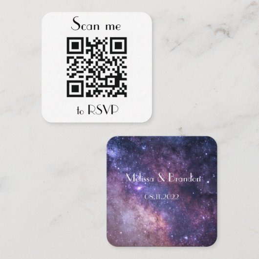 Carte De Visite Carré Analyse de la réponse au code QR du Mariage RSVP (Devant / Derrière)